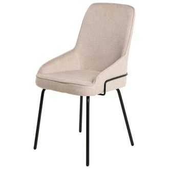 Koketto Home Silla tapizada beige con detalles met&aacute;licos negros y patas finas