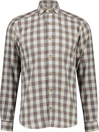 Eton Block Check Shirt - Heren - Overhemden - Bruin - Maat: 2XL Katoen