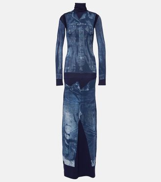 Jean Paul Gaultier Abito lungo Tattoo Collection con stampa