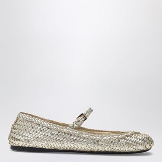 Prada Gold woven leather ballet flats