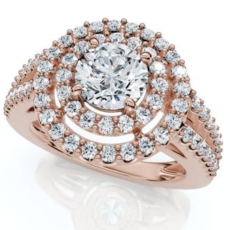 Pompeii3 1 1/2Ct Double Halo Diamond Engagement Ring 14k Gold Lab Grown