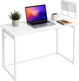 Relaxdays Escritorio Relaxdays, (al X An X Fondo) 74 X 100 X 50 Cm, Plegable, Ahorra Espacio, Mesa Para Home Office, Blanco