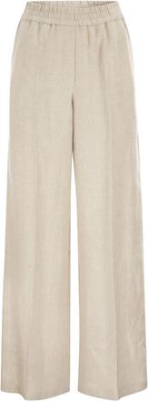 Brunello Cucinelli Brunello Cucinelli Womens Melange Beige Linen Blend Wide-leg Pant - Nude - Size EU 42 (Womens)