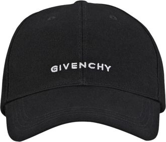Givenchy Zwarte Logo Geborduurde Baseballpet - Heren - Petten - Zwart - ONE Size - Katoen - Accessoires