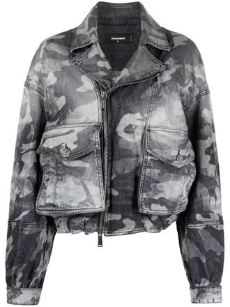 Dsquared2 camouflage denim jacket - Zwart