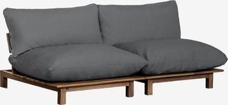 Sklum Sof&aacute; Modular Reclinable De Jard&iacute;n De 2 Piezas En Madera De Acacia Brina Sklum Gris Antracita