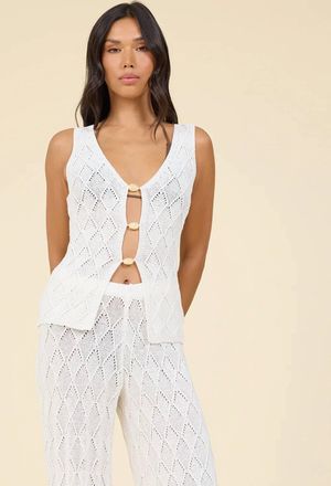 Vintage Havana Diamond Knit Set In White