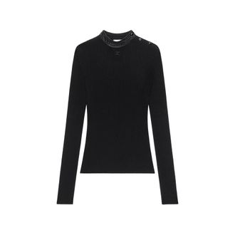 Courr&egrave;ges Vinyl-collar Ribbed T-shirt