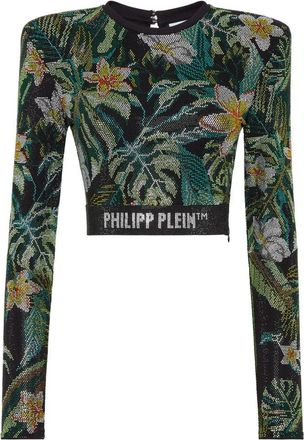 Philipp Plein Ls Top Hawaii - Dames - Longsleeves - Groen - S - Polyester - Tops