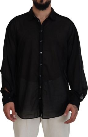 Dsquared2 Black Cotton Collared Long Sleeves Formal Mens Shirt (Pre-Owned)
