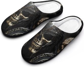 Generic Skeleton Warrior Ancient Sword Mens Slippers Memory Foam Winter Warm Sandals Slip On House Shoes Size 7-14
