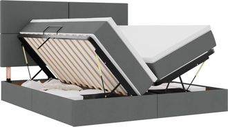 vidaXL Cama De Almacenamiento Led Con Colch&oacute;n Gris Oscuro 180 X 200 Cm Vidaxl