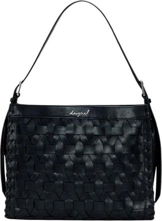 Desigual Medium Geweven Schoudertas van Imitatieleer - Dames - Schoudertassen - Zwart - ONE Size - Leer - Tassen