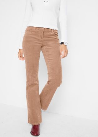 Bonprix Cordhose BONPRIX Stretch-Cordhose, Bootcut, Damen, Gr. 48, N-Gr, braun (camel), Cord, Obermaterial: 98% Baumwolle, 2% Elasthan, unifarben, regular fit