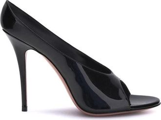 Amina Muaddi Anok Leren Sandalen - Dames - Pumps - Zwart - 36 EU - Leer - Schoenen