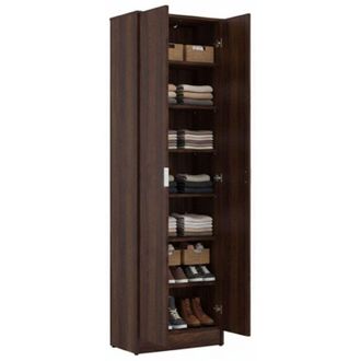 Dmora Scarpiera Delizia, Mobile Portascarpe 6 Ripiani, 2 Ante, Maniglie Incluse, 60x33x191.5h cm Marrone Noce