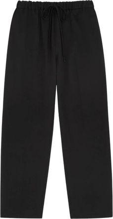 Maison Margiela Broek met trekkoord en band van een mix van scheerwol - Dames - Straight fit broeken - Zwart - XS - Wol - Broeken