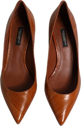 Dolce & Gabbana Womens Eel Leather Kitten Pump Brown