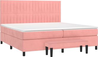 vidaXL Vidaxl - Cama Box Spring Con Colch&oacute;n Terciopelo Rosa 200x200 Cm