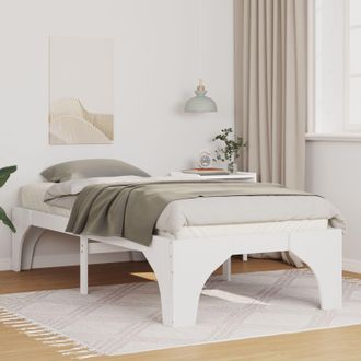 Berkfield Home Floor Bed Frame with Storage White 100 x 200 cm Solid pine wood