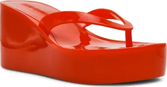 Steve Madden Jella Platform Wedge Flip Flop in Red at Nordstrom, Size 8