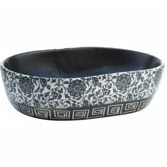 Berkfield Home Countertop Basin Black & Blue Oval 47x33x13 cm Ceramic | Size: 47 x 33 x 13 cm