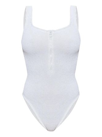 Hunza G Dallas crinkle zip swimsuit - White