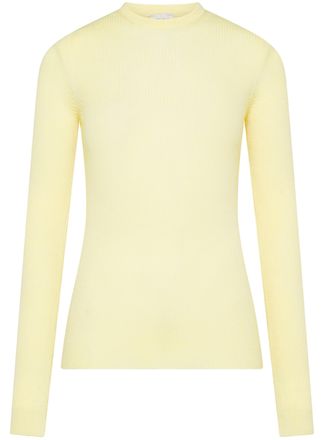 Cruna Ribbed Knit Top with Round Neckline and Fitted Silhouette
