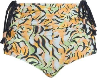 Marni graphic-print poplin mini shorts - women - Cotton/Elastane - 42 - Orange