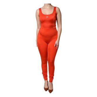 Dolce & Gabbana Jumpsuits, female, Orange, Size: 2XS Sleeveless Bodycon Jumpsuit Dress