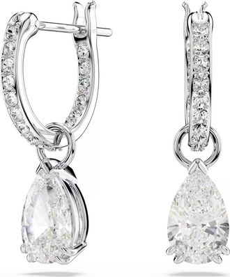 Swarovski Stilla Pear-Cut Drop Hoop Earrings - Dames - Oorbellen - Grijs - ONE Size - Accessoires