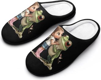 Generic Princess Kisses The Frog Womens Slippers Warm House Slippers Indoor House Shoes with Anti-Skid Rubber Sole