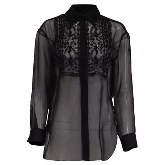 Nili Lotan Nili Lotan Noel Sheer Button-Down Blouse in Black Silk