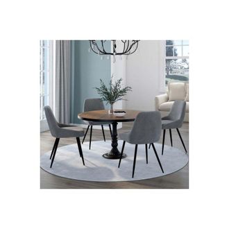 IDMarket Idmarket - Lote De 4 Sillas Thalya De Terciopelo Gris Claro Con Reposabrazos