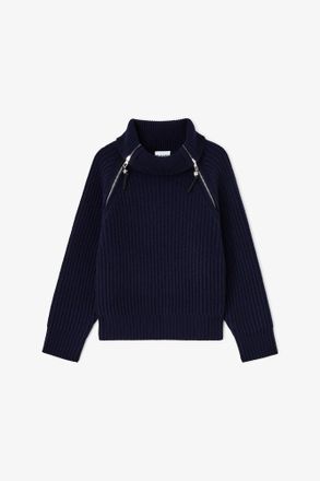 Ganni Navy Turtleneck in Blue Wool - Size XXS