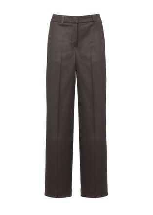 PESERICO Dark Brown Wide-Leg Tailored Wool Pants