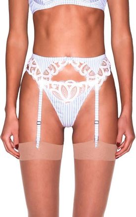 Fleur du Mal East Hampton Poplin Garter Belt in East Hampton Stripe at Nordstrom, Size 2