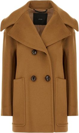 Max Mara Mario 028 Double-Breasted Coat - Dames - Mantel - Bruin - XS - Kasjmier - Jassen