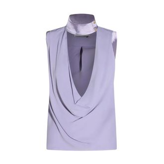 Elisabetta Franchi Sleeveless Tops, female, Purple, Size: XL Draped Top