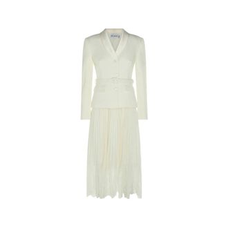 Self Portrait Maxi Dresses, female, Beige, Size: S Shawl Collar Midi Dress