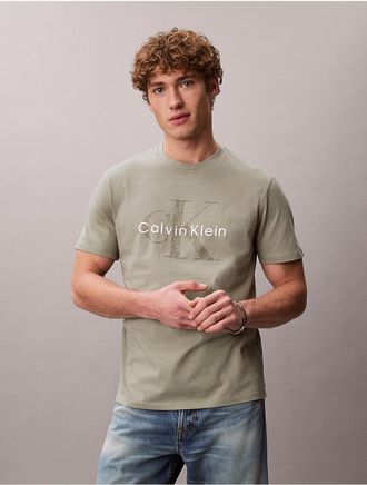 Calvin Klein Mens Monologo Tee - Green - XL
