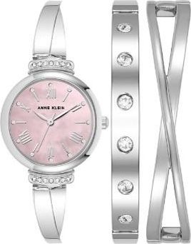Anne Klein Quartz Ladies Premium Crystal Accented Bangle Watch Set AK-2245PKST