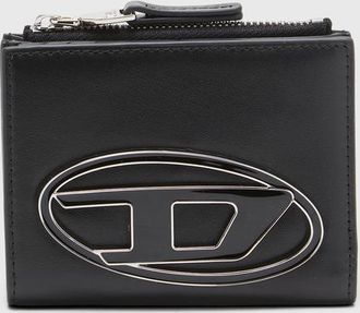 Diesel Small leather wallet with logo plaque - Small Wallets - Woman - Black