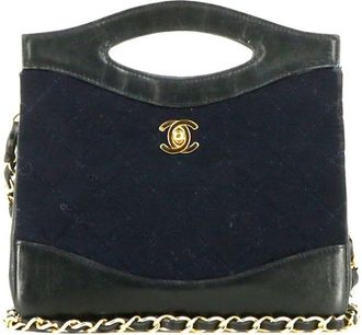Chanel diamond-quilted CC turn-lock 31 two-way bag - women - Leather/Canvas - One Size - Blue