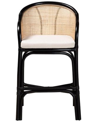 Baxton Studio Miranda Modern Bohemian Two-Tone Rattan Counter Stool