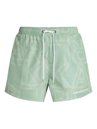 Karl Lagerfeld Zwembroek met logoprint - Groen