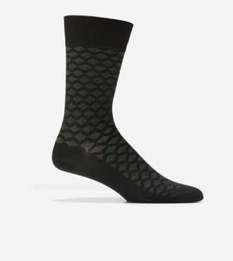 Cole Haan Mens Diamond Microfiber Dress Crew Socks - Black