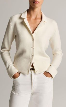 Vince Double Face Notch Collar Cardigan in Off White at Nordstrom, Size Xx-Small