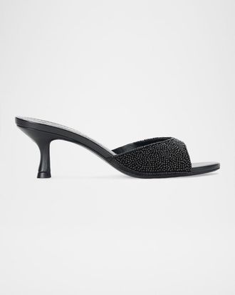 Staud Brigitte 55MM Beaded Kitten-Heel Sandals