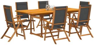 vidaXL 7 Piece Garden Dining Set Solid Wood Acacia and Textilene vidaXL